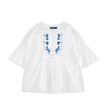 Camicia Bimba in popeline con ricamo