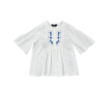 Camicia Bimba in popeline con ricamo