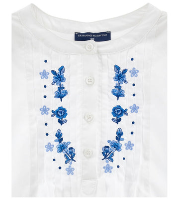 Camicia Bimba in popeline con ricamo