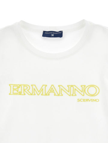 T-shirt Bimba in jersey cotone logo pizzo