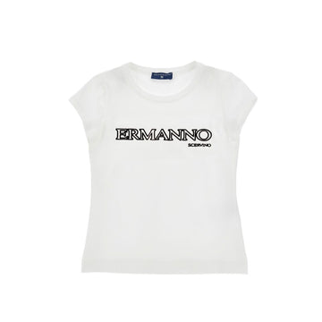T-shirt Bimba in jersey cotone logo pizzo