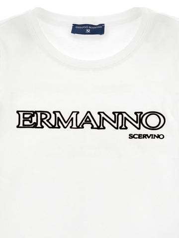T-shirt Bimba in jersey cotone logo pizzo