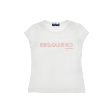 T-shirt Bimba in jersey cotone logo pizzo