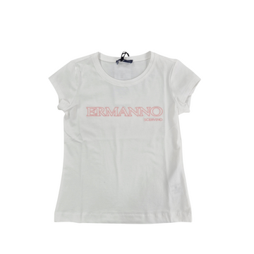 T-shirt Bimba in jersey cotone logo pizzo