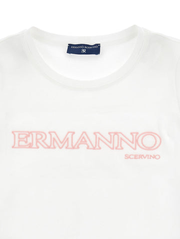 T-shirt Bimba in jersey cotone logo pizzo