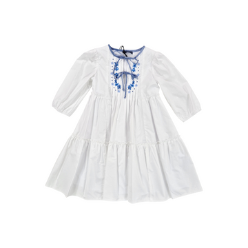 Abito Bimba in popeline ricamo fiorellini