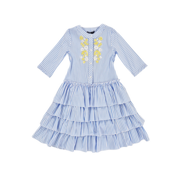 Abito Bambina con ricami e bacchettina soft