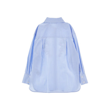 Camicia Bimba a righe con ricamo foliage