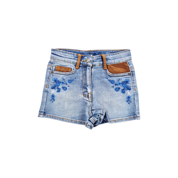 Shorts denim Bimba 5 tasche con ricami