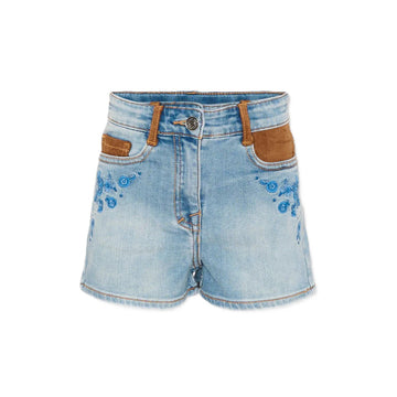 Shorts denim Bimba 5 tasche con ricami
