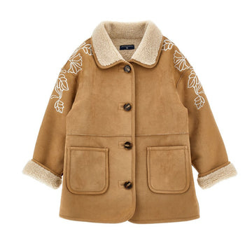 Cappotto effetto Shearling ricami floreali