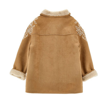 Cappotto effetto Shearling ricami floreali