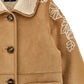 Cappotto effetto Shearling ricami floreali