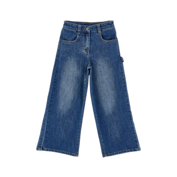 Jeans Bimba denim washed con tasche utility