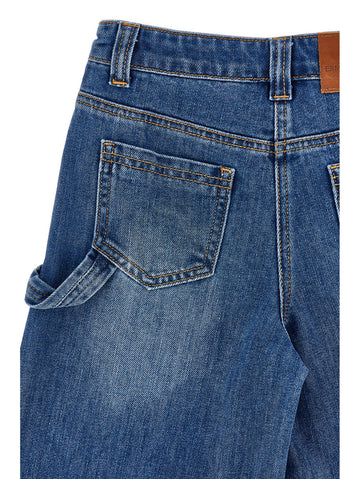 Jeans Bimba denim washed con tasche utility