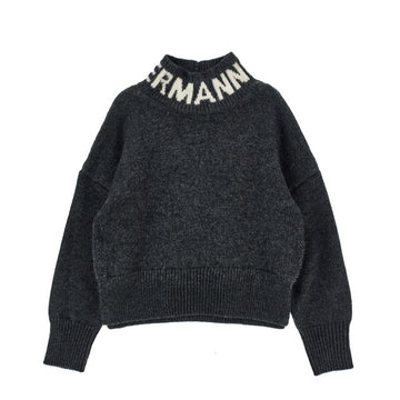 Maglione Bimba con collo alto logato (Grigio)