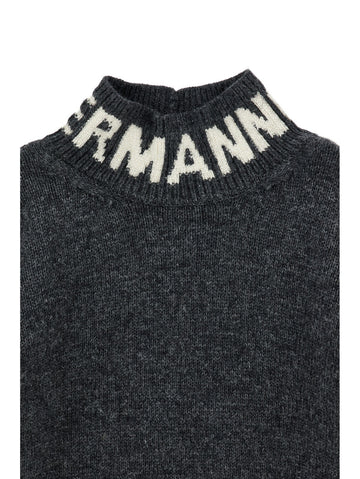 Maglione Bimba con collo alto logato (Grigio)