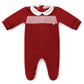 Tutina Rossa in ciniglia ricamo punto smock