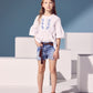 Camicia Bimba in popeline con ricamo